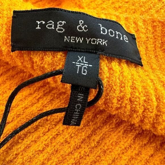 Rag & Bone Womens Soleil Bra Crop Top XL‎ Golden Yellow Ribbed Knit - Picture 7 of 14